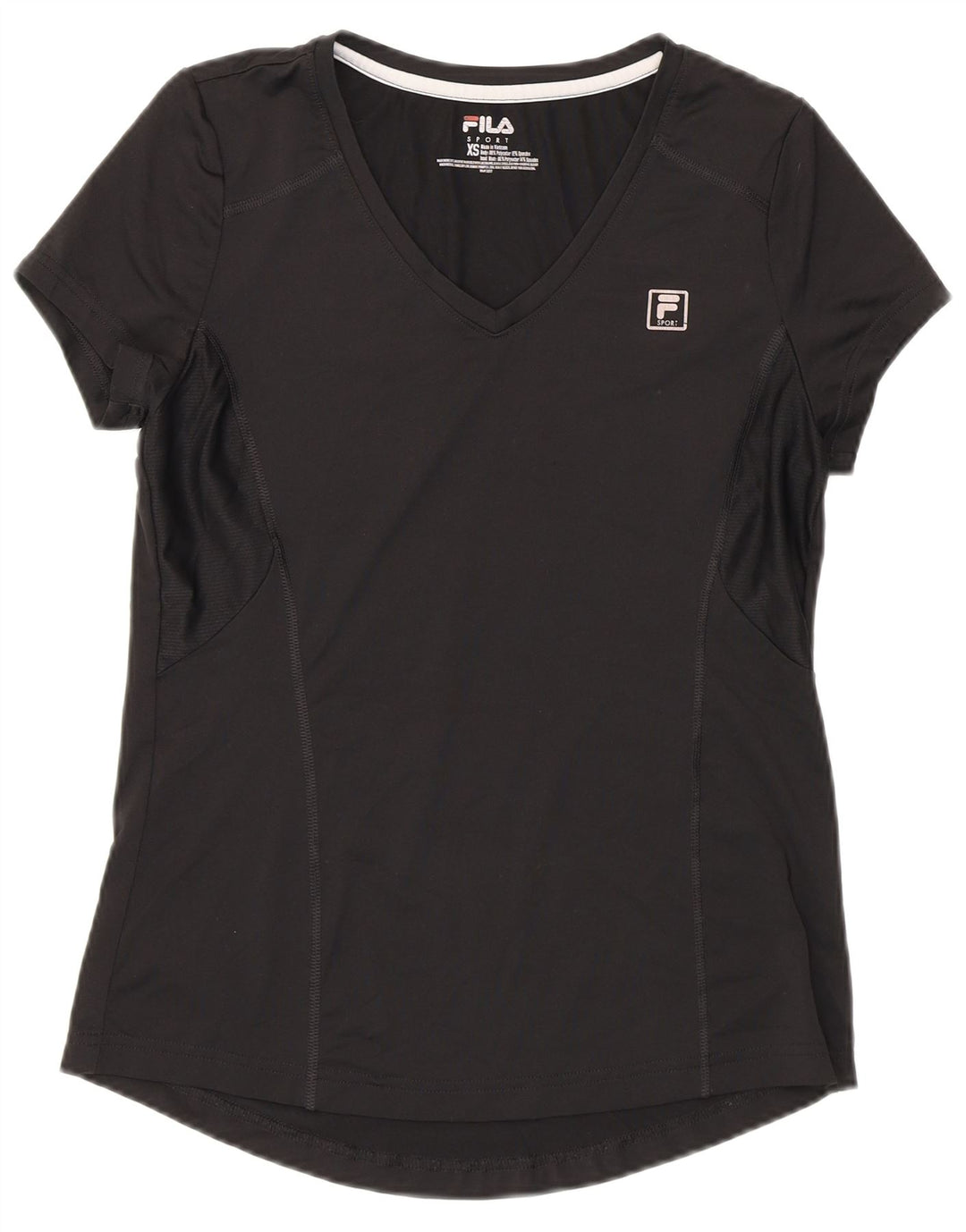 Fila Femme T-Shirt Top UK 6 XS Noir Polyester