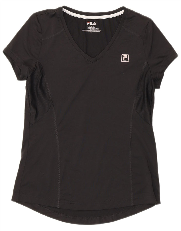 Fila Femme T-Shirt Top UK 6 XS Noir Polyester