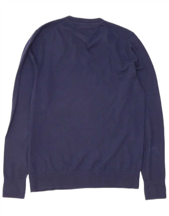 TOMMY HILFIGER Pull Col V Homme Bleu Marine Moyen Coton