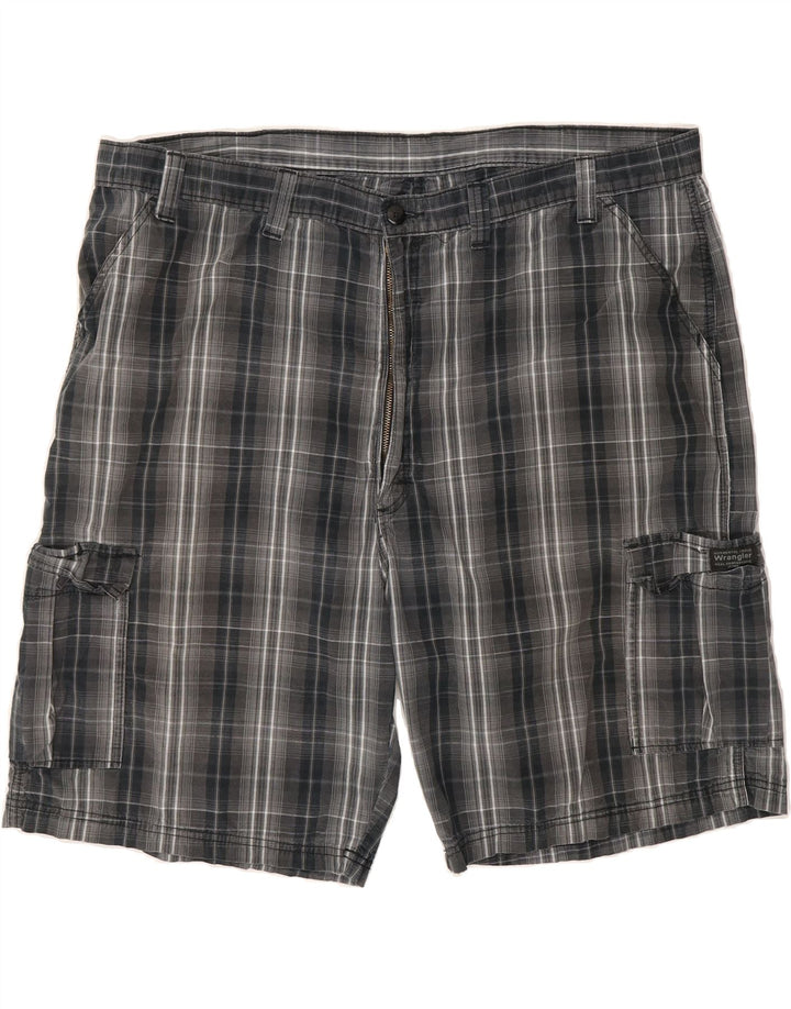 WRANGLER Mens Cargo Shorts W44 2XL Grey Check Cotton Vintage Wrangler and Second-Hand Wrangler from Messina Hembry 
