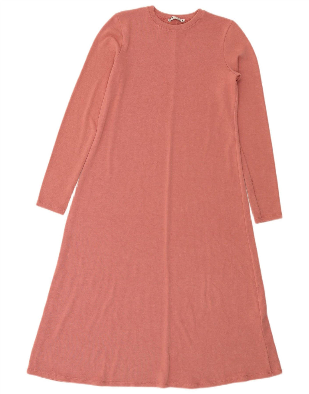 Zara Femme Maxi Robe Pull UK 12 Rose Moyen Polyester