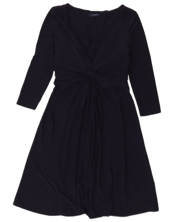 Chaps Robe trapèze à manches 3/4 pour femme UK 12 Bleu marine moyen Polyester
