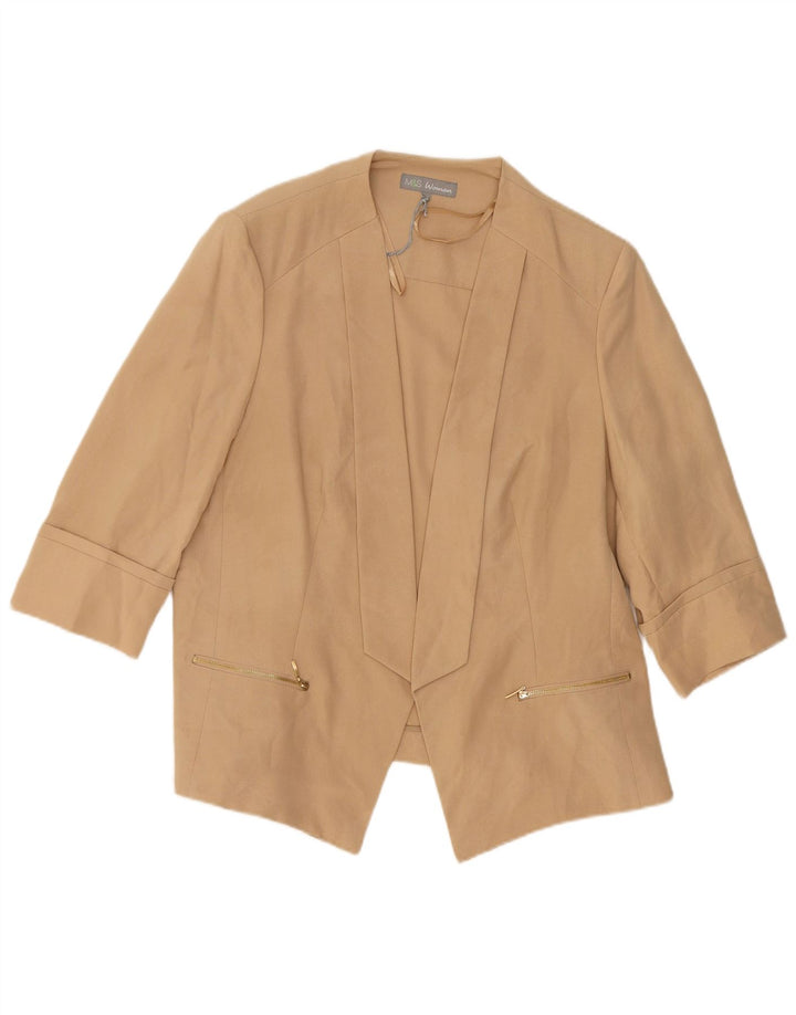 Marks & Spencer Veste blazer ouverte à manches 3/4 pour femme UK 20 2XL Beige