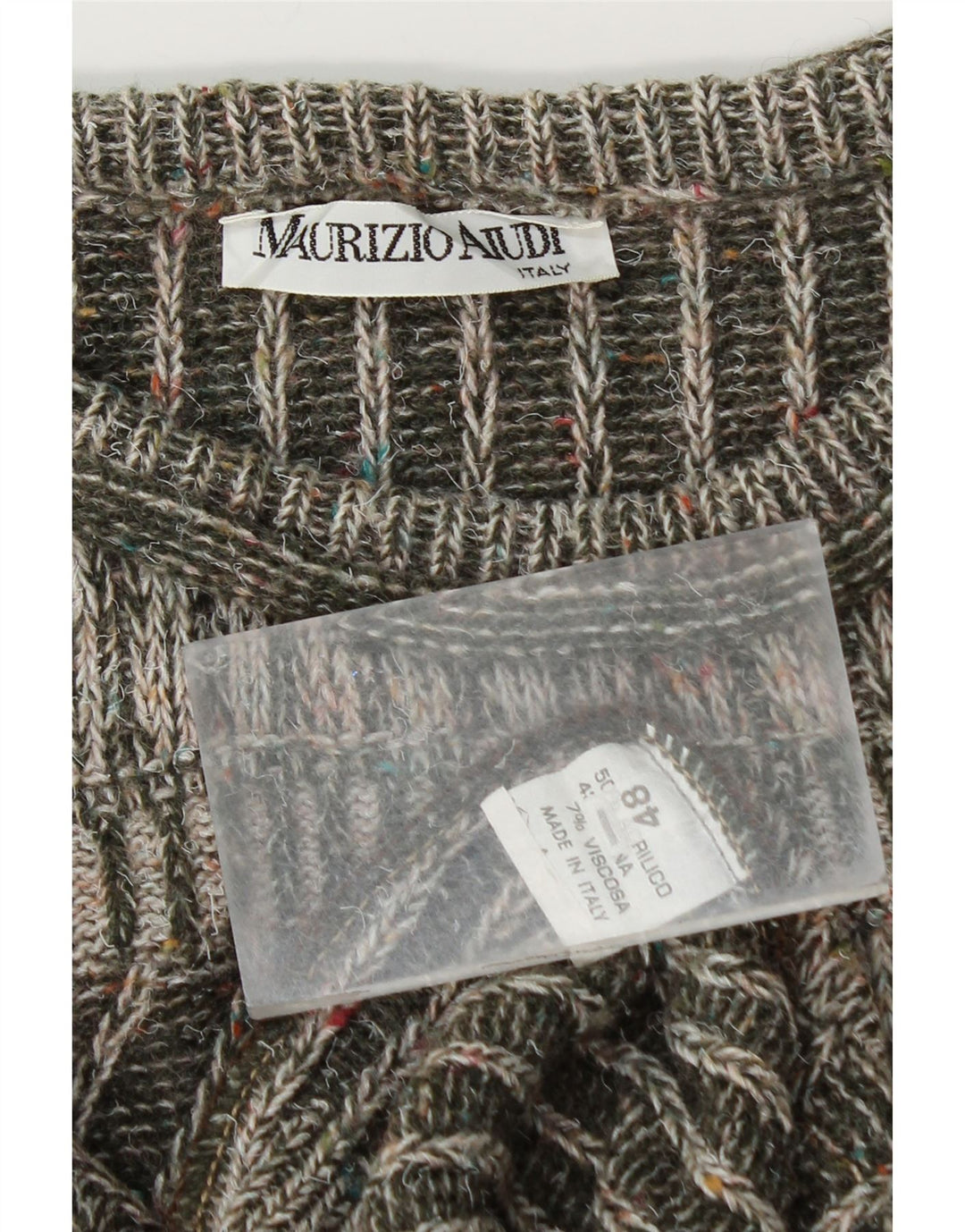 vintage Mens Crew Neck Jumper Pull IT 48 Acrylique Vert Moyen