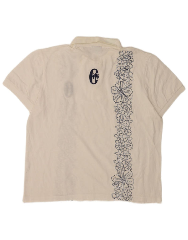 Conte of Florence Mens Golf Polo Shirt 2XL White Floral Cotton