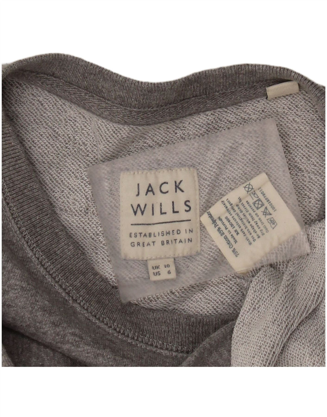 JACK WILLS Sweat-shirt graphique pour femme UK 10 Petit coton gris