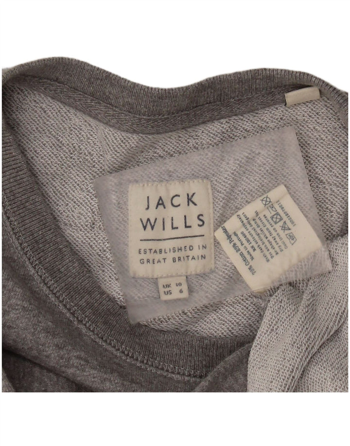 JACK WILLS Sweat-shirt graphique pour femme UK 10 Petit coton gris