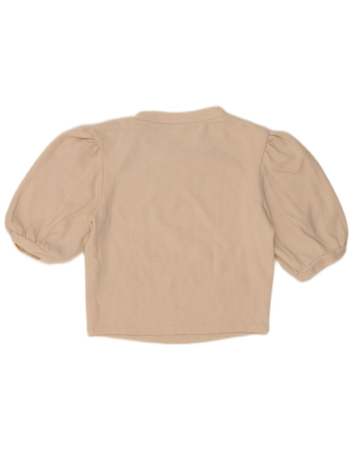 Zara Womens Crop Blouse Top UK 10 Petit Coton Beige