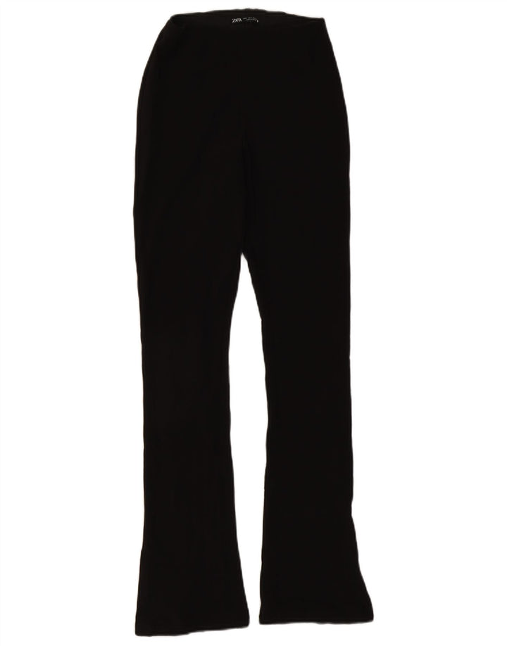 Zara Pantalon décontracté évasé pour femme Petit W26 L30 Noir Polyester