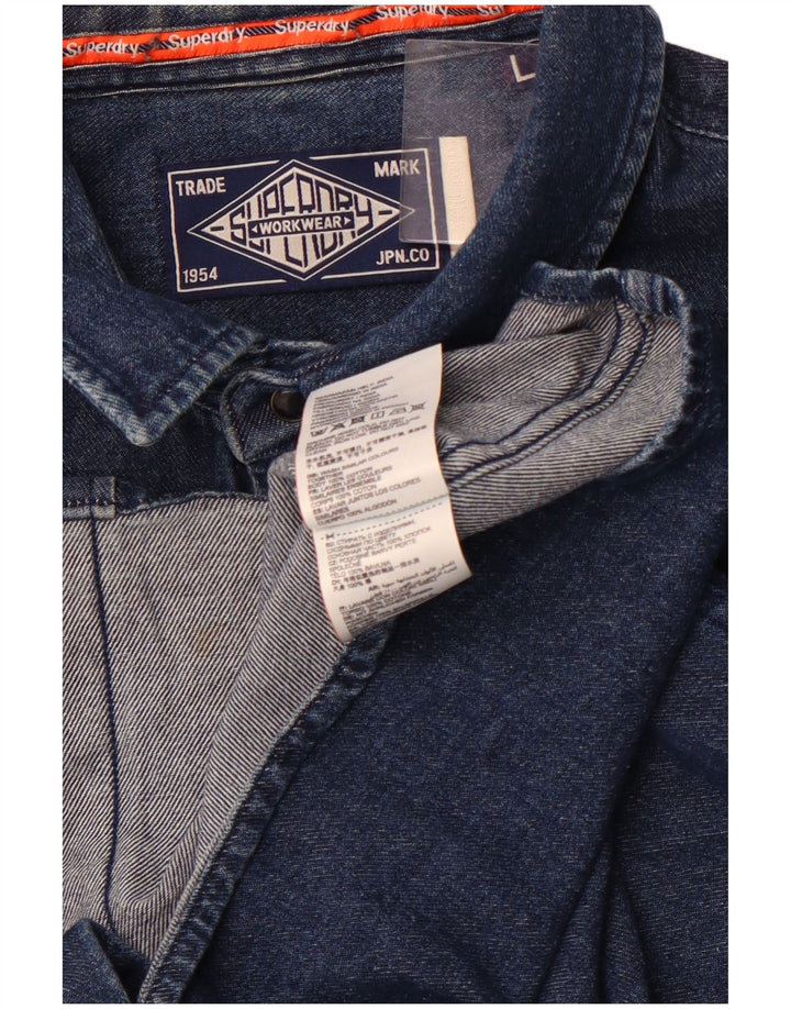 SUPERDRY Chemise en Jean Homme Bleu Marine Large Coton