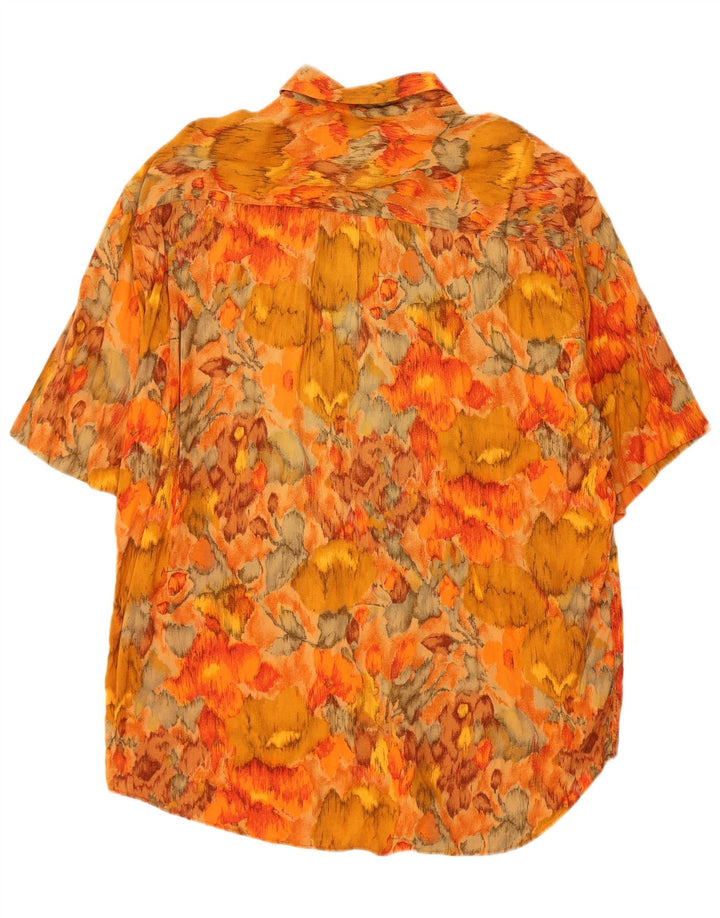 Wampum Chemise à manches courtes pour homme Grand motif floral orange