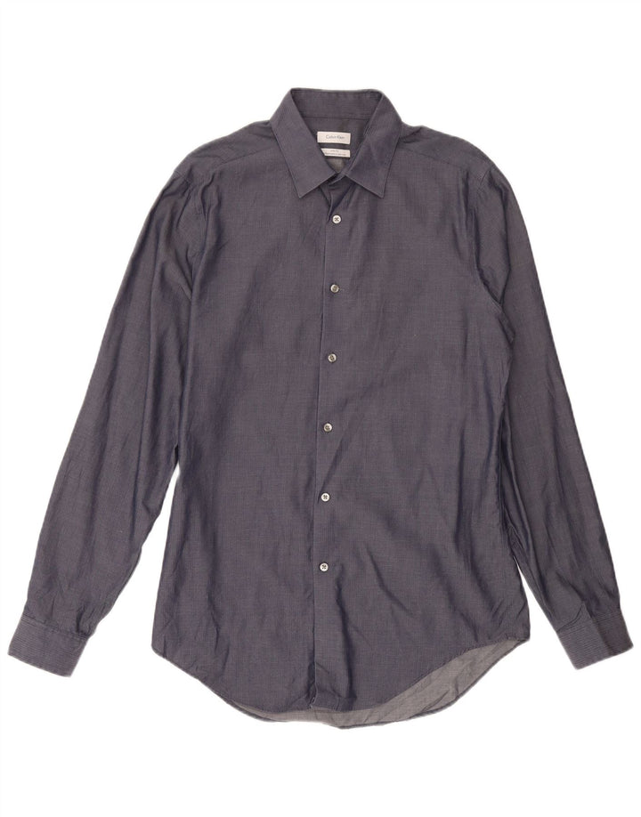 Calvin Klein Jeans Chemise Homme Taille 15 1/2 Medium Bleu Marine Chevrons