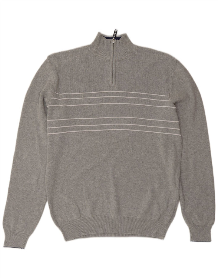 Marks & Spencer Pull bleu Harbor à col zippé pour homme, petit gris