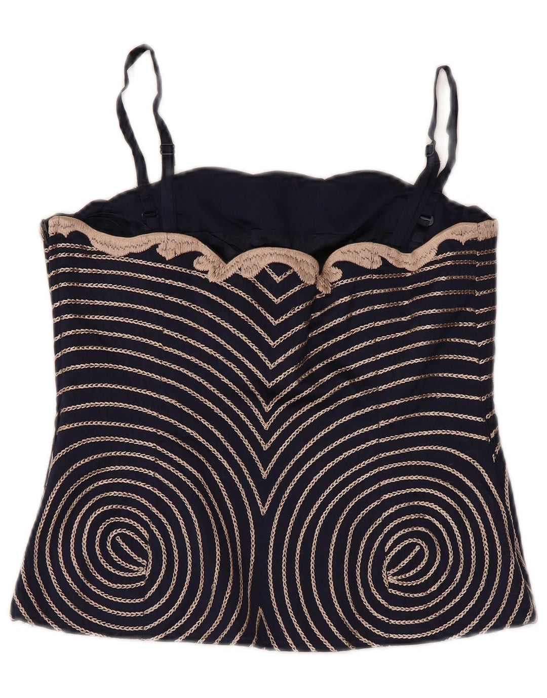 COAST Haut Corset Femme UK 10 Petite Soie Florale Bleu Marine