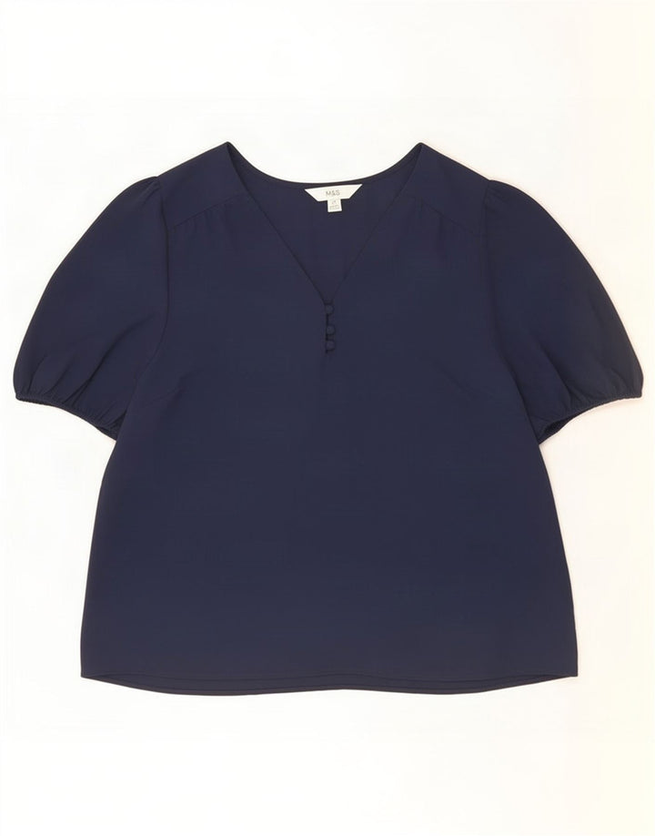 Marks & Spencer Chemisier Top UK 14 Medium Bleu Marine Polyester