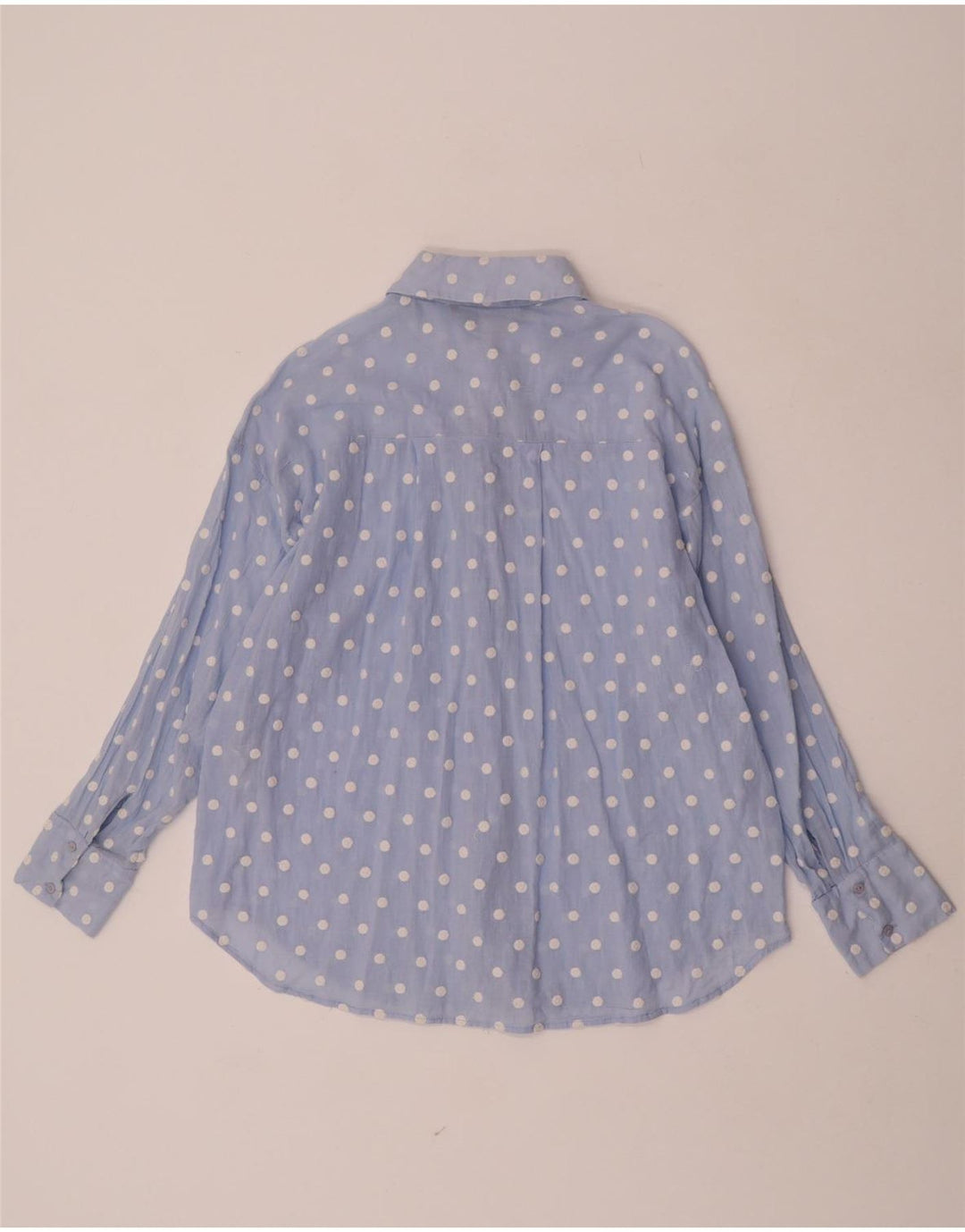 Zara Chemise Femme UK 10 Petit Bleu À Pois Polyester