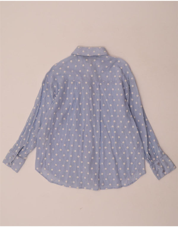 Zara Chemise Femme UK 10 Petit Bleu À Pois Polyester