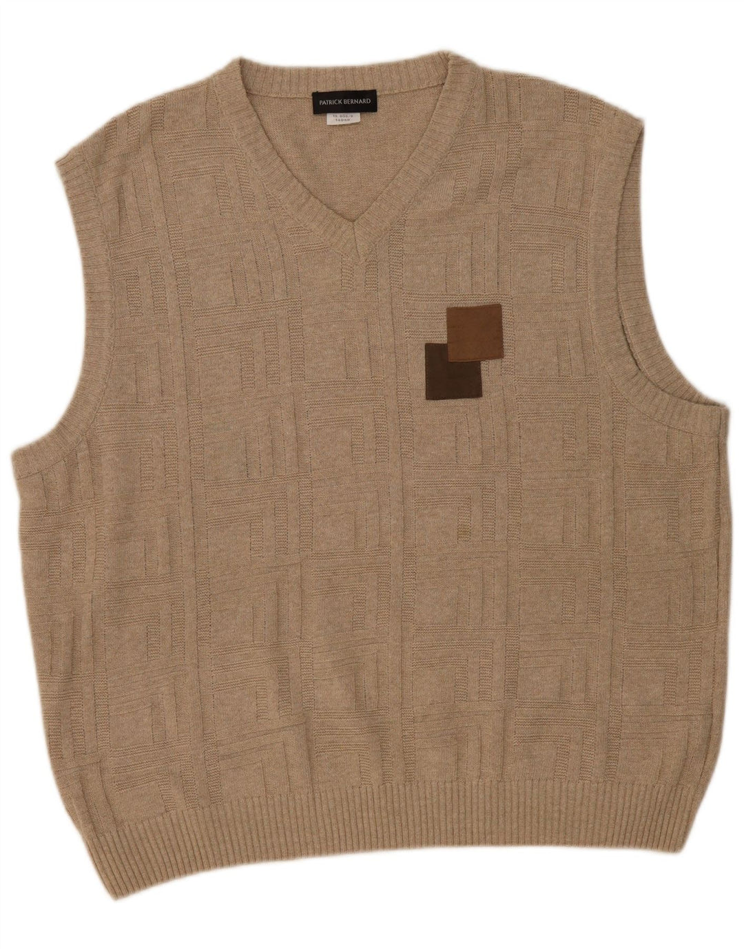 PATRICK BERNARD Débardeur Homme XL Beige Argyle/Diamant Coton