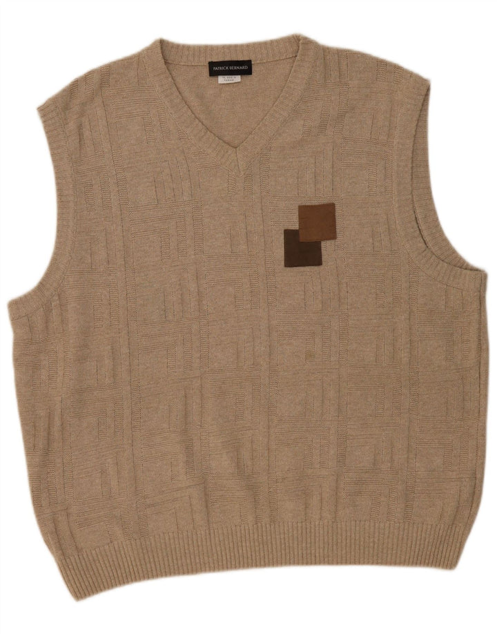 PATRICK BERNARD Débardeur Homme XL Beige Argyle/Diamant Coton