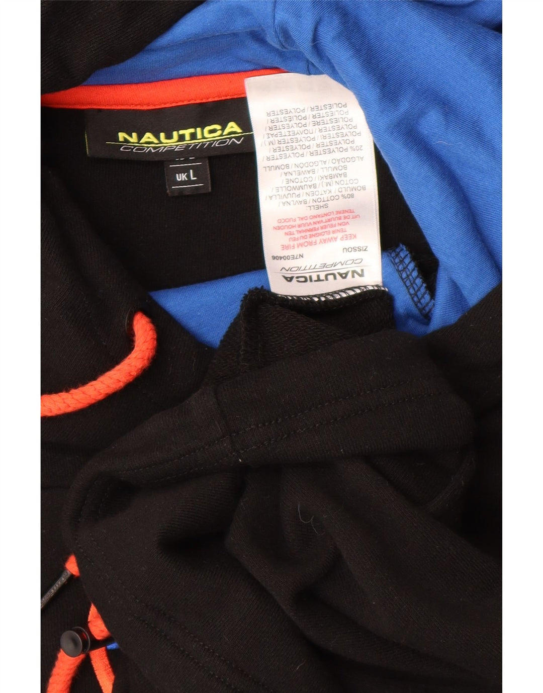 NAUTICA Pull à capuche graphique pour homme en coton noir Taille L