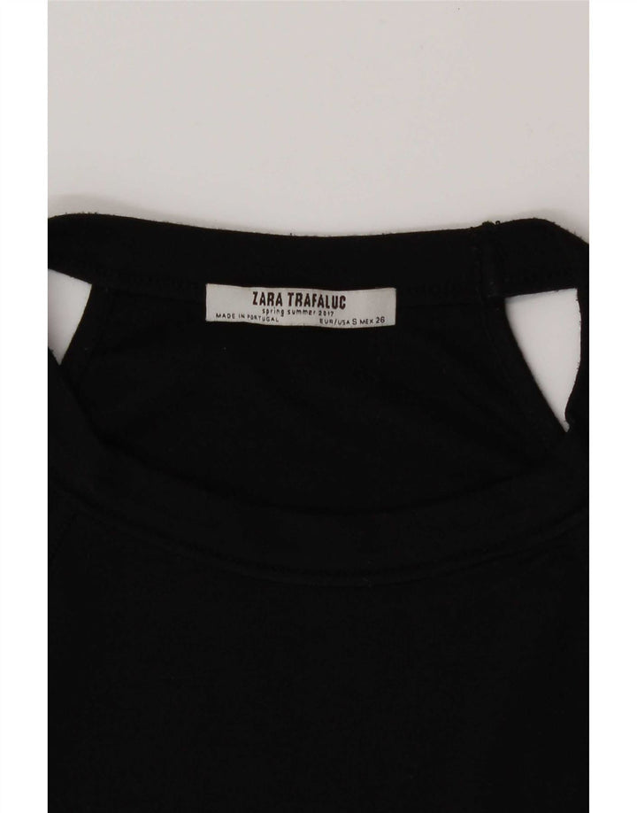 Zara Womens Crop Halter Top UK 8 Petit Noir