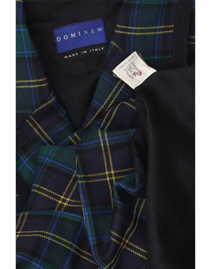 Dominew Veste Blazer 3 Boutons Femme IT 50 XL Vert à Carreaux Laine Vierge