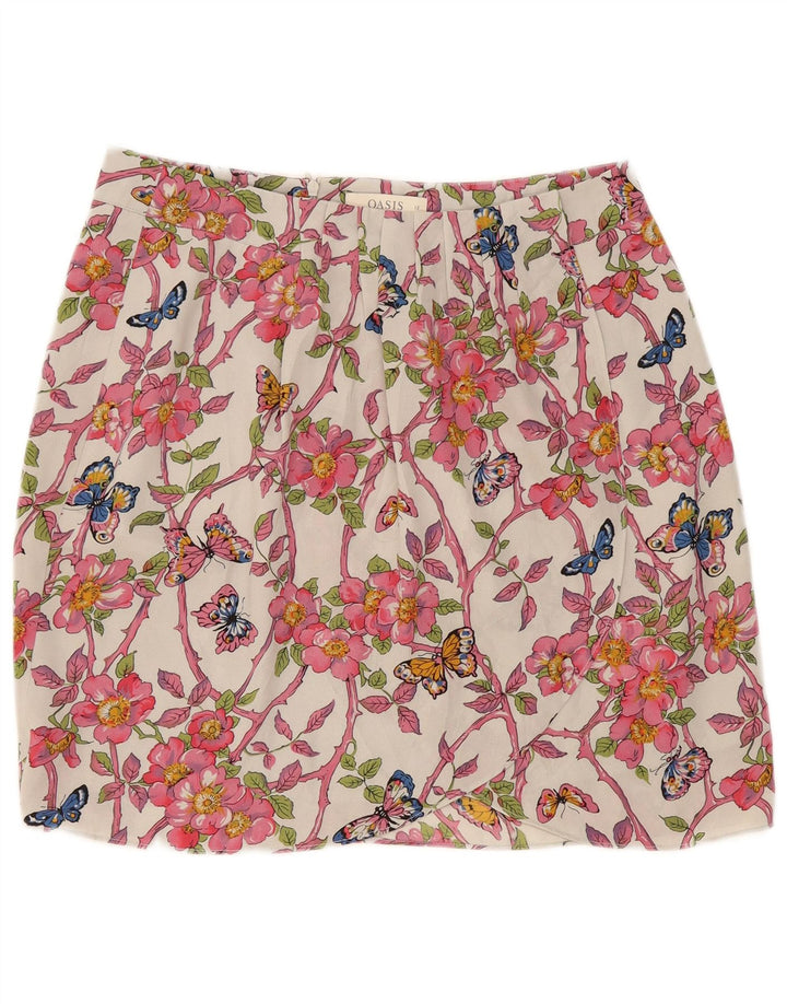 Oasis Mini jupe portefeuille pour femme UK 12 Medium W32 Floral multicolore