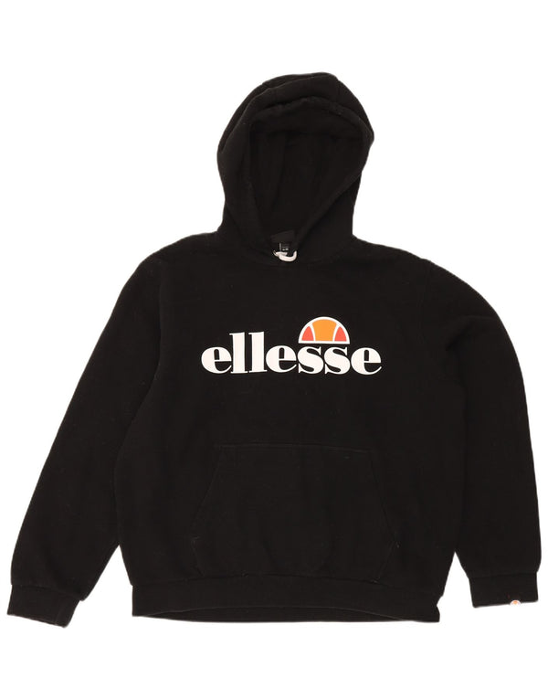 Ellesse Pull à capuche surdimensionné graphique pour femme UK 16 Large Noir Coton