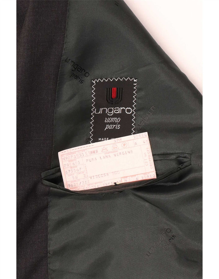Ungaro Veste Blazer Double Boutonnage Homme IT 50 Large Gris Laine Vierge