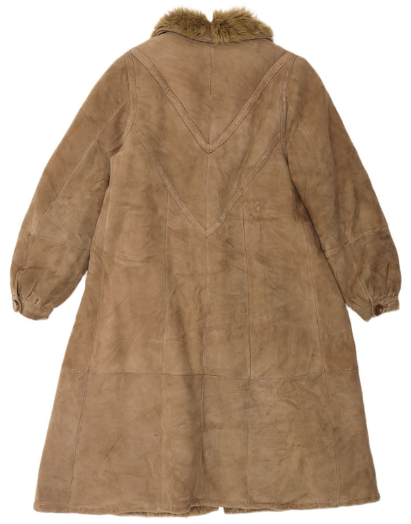 VINTAGE Manteau en peau de mouton pour femme UK 14 Marron moyen