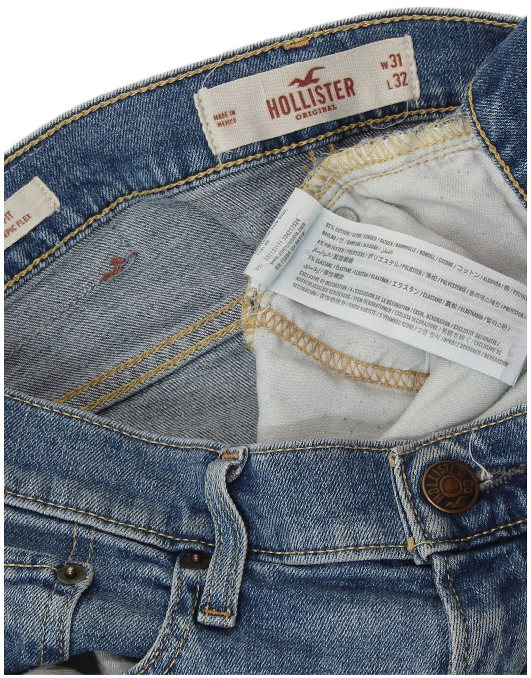 HOLLISTER Jean skinny homme W31 L32 bleu coton