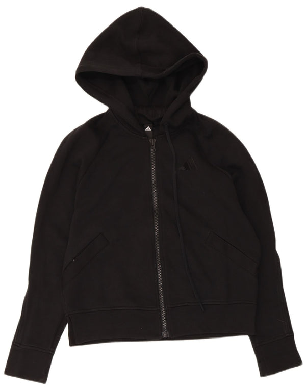 Adidas Pull à capuche zippé pour femme UK 12/14 Coton noir moyen