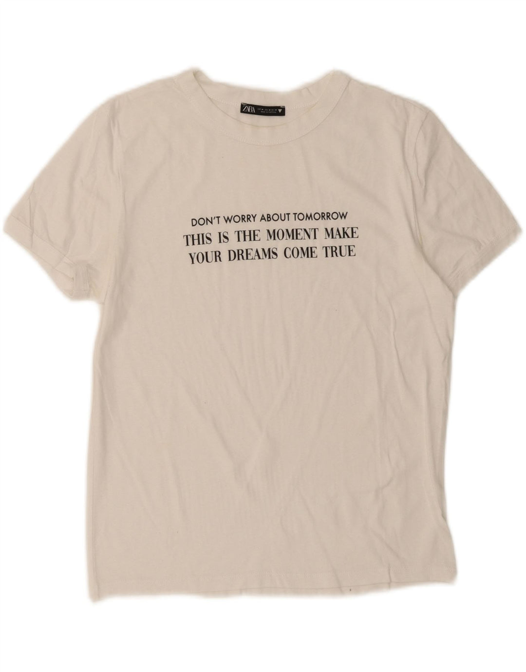 ZARA Womens Graphic T-Shirt Top UK 12 Medium White Vintage Zara and Second-Hand Zara from Messina Hembry 