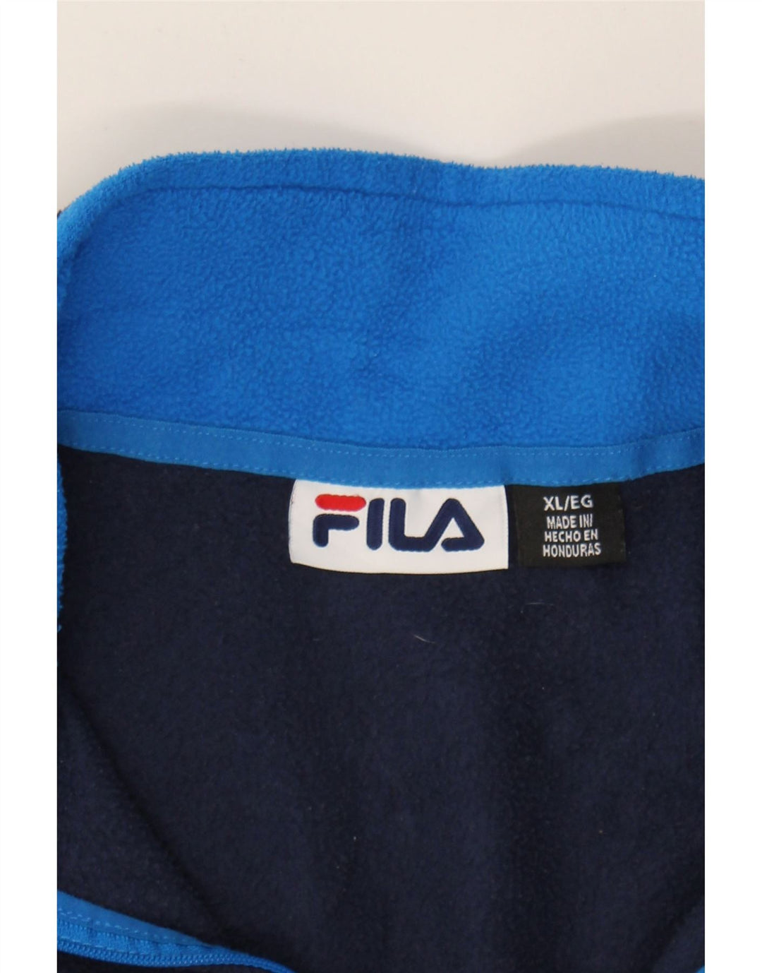 FILA Mens Zip Neck Fleece Jumper XL Navy Blue Polyester Vintage Fila and Second-Hand Fila from Messina Hembry 