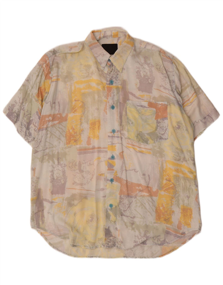 Chemise à manches courtes à motif abstrait pour hommes Vintage grande multicolore