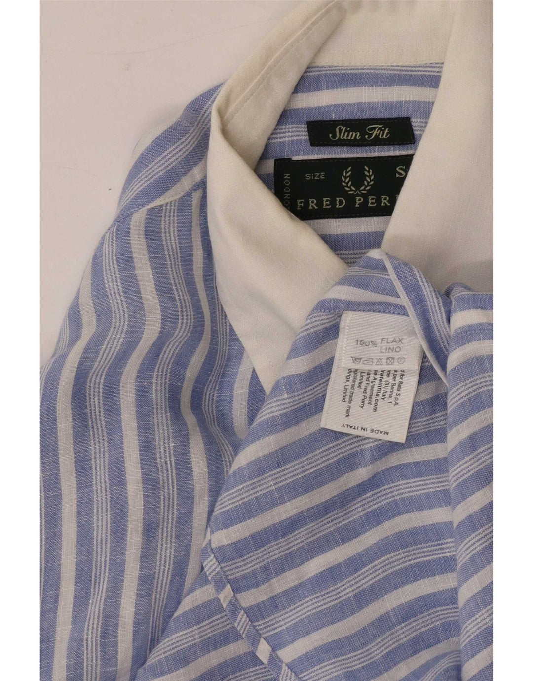 Fred Perry Chemise Slim Fit Homme Petit Bleu Rayé Lin