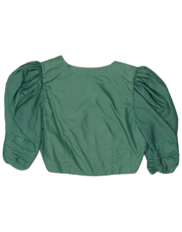 vintage Femmes 3/4 Manches Bolero Top UK 10 Petit Vert