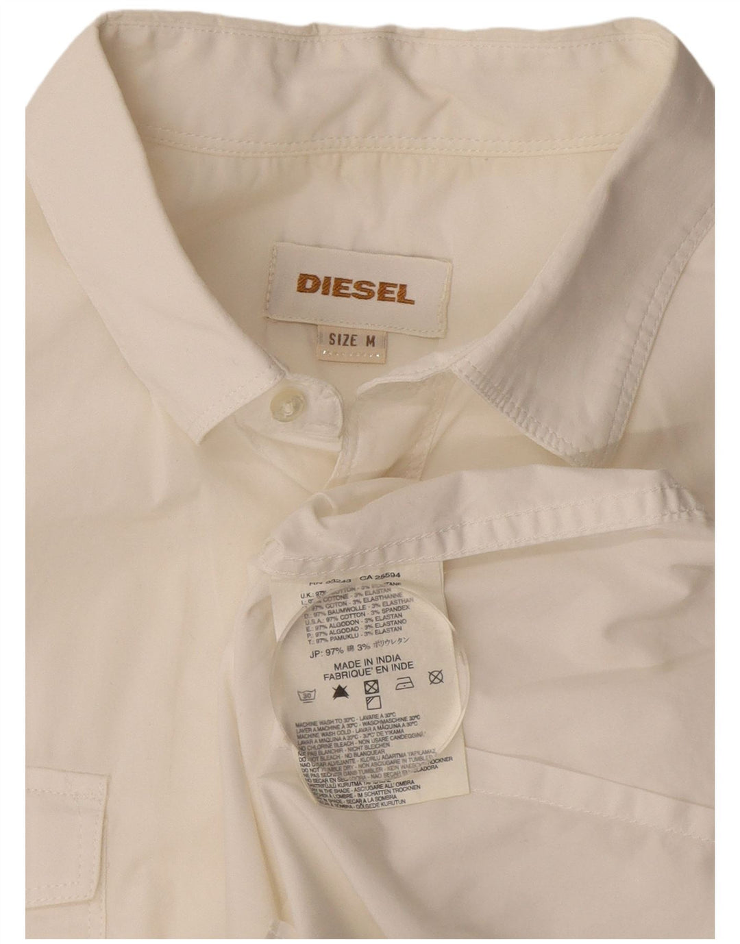 Diesel Chemise à Manches Courtes Homme Blanc Moyen Coton