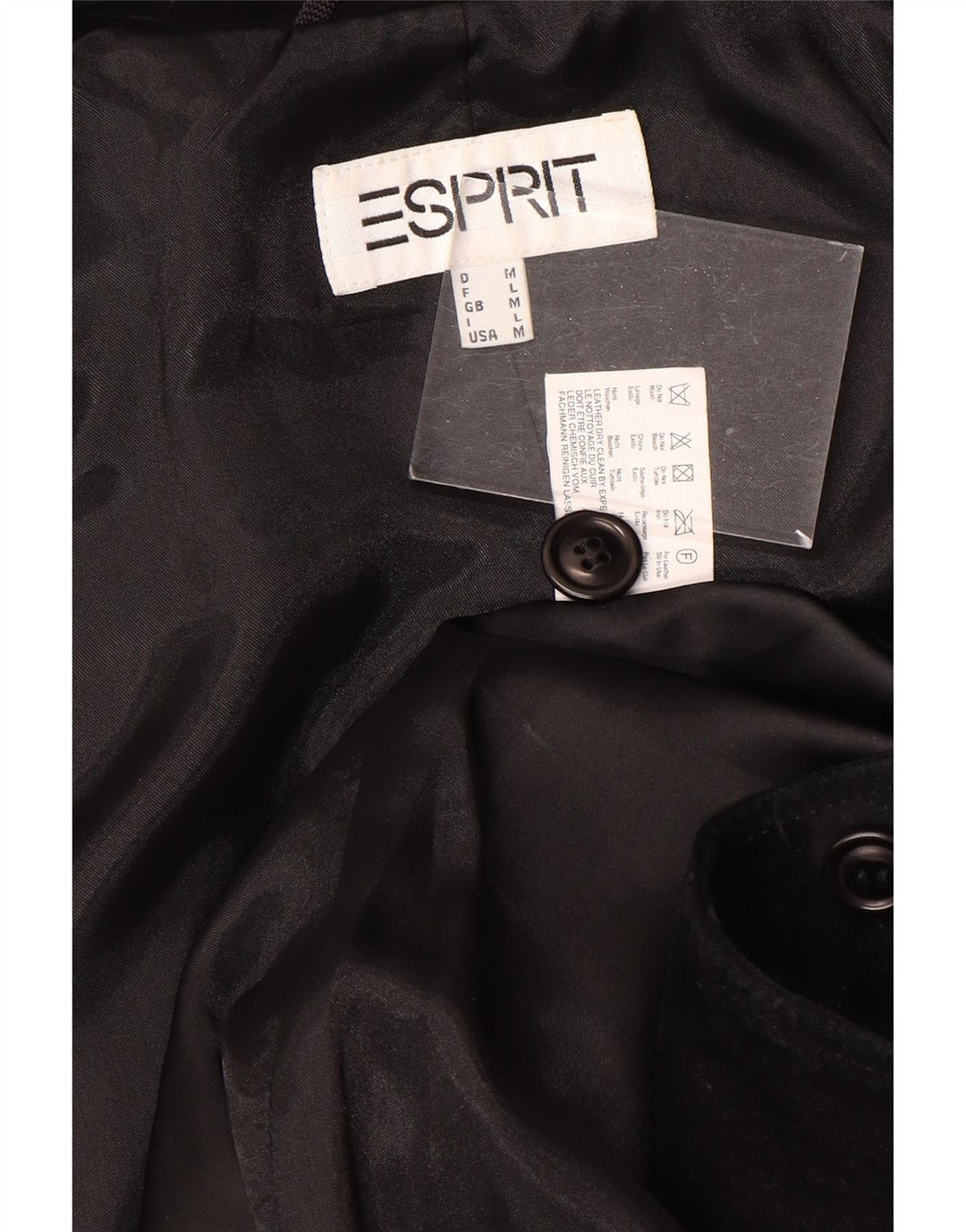 Esprit Veste blazer en daim à 3 boutons pour femme UK 14 Cuir noir moyen