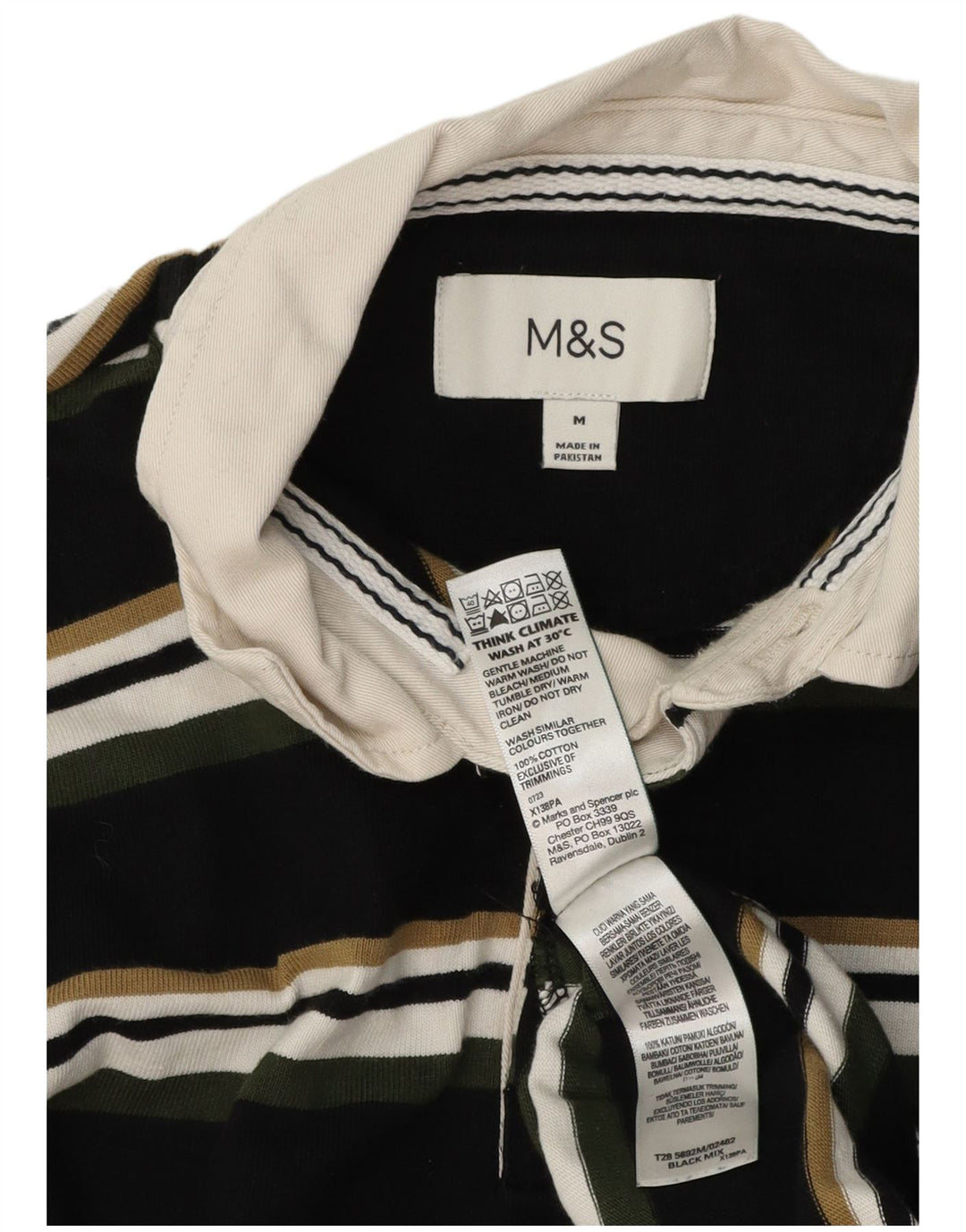 Marks & Spencer Polo de rugby à manches longues pour homme rayé noir moyen