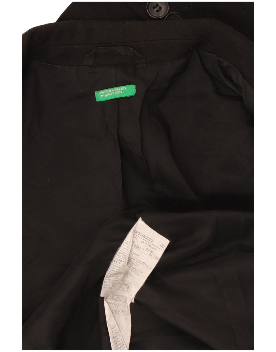 Veste Blazer Femme Benetton 2 Boutons IT 42 Medium Noir Polyester