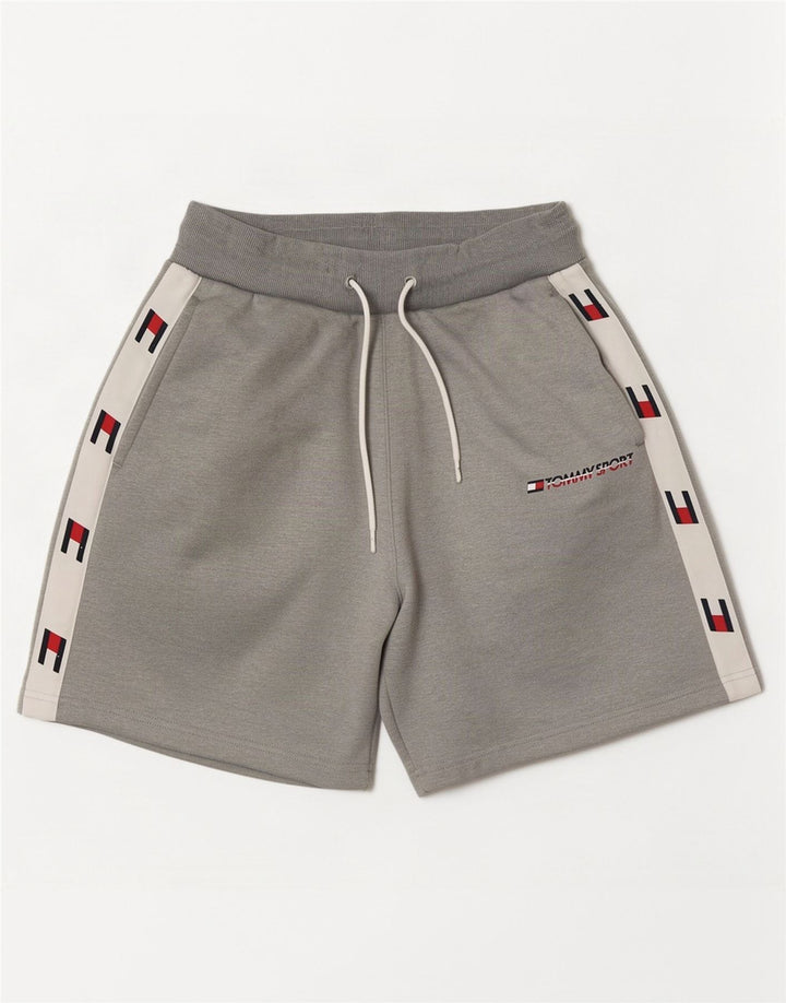 Tommy Hilfiger Short de sport graphique pour homme, petit, gris, color block, polyester