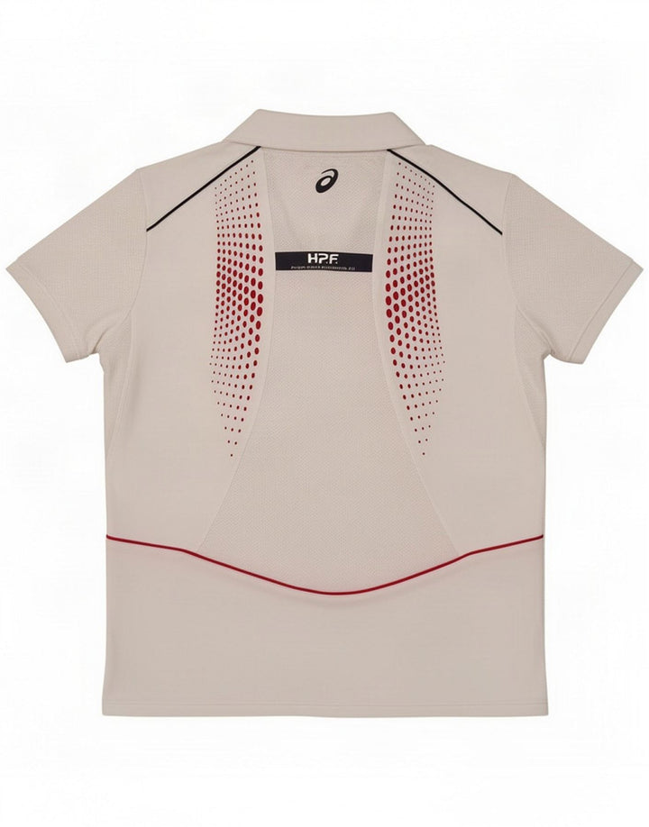 Polo graphique femme Asics UK 14 Medium White Polyamide