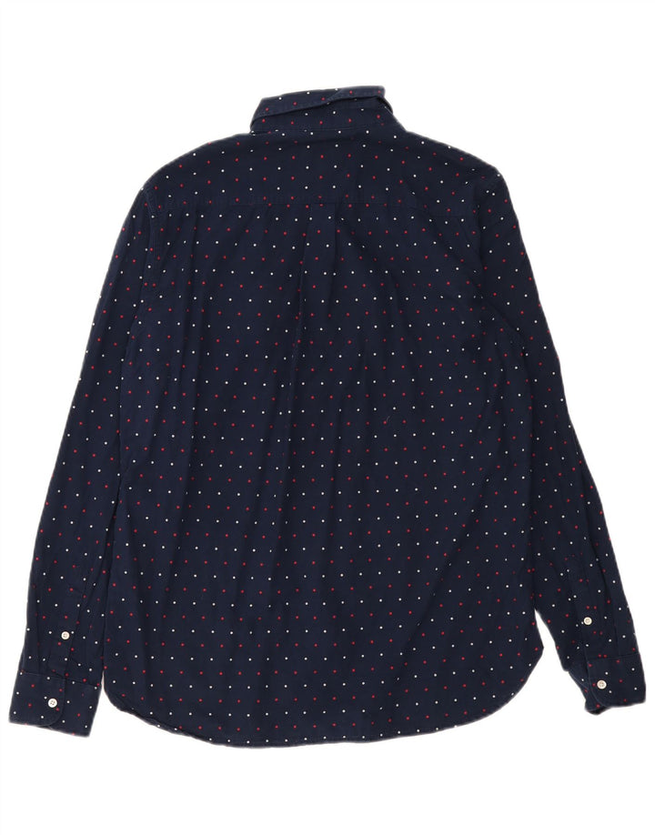 SUPERDRY Chemise Regular Fit Homme Coton à Pois Bleu Marine Large