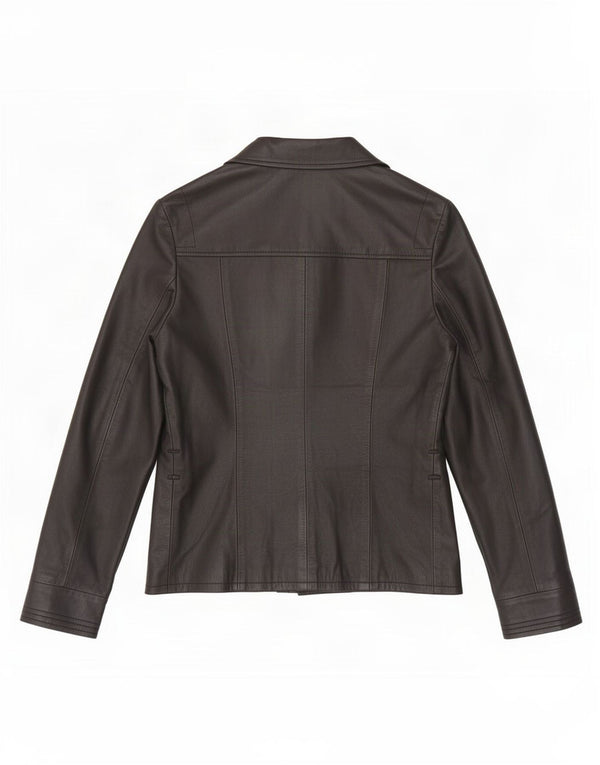 Settore Veste blazer en cuir à 3 boutons pour femme UK 12 Noir moyen
