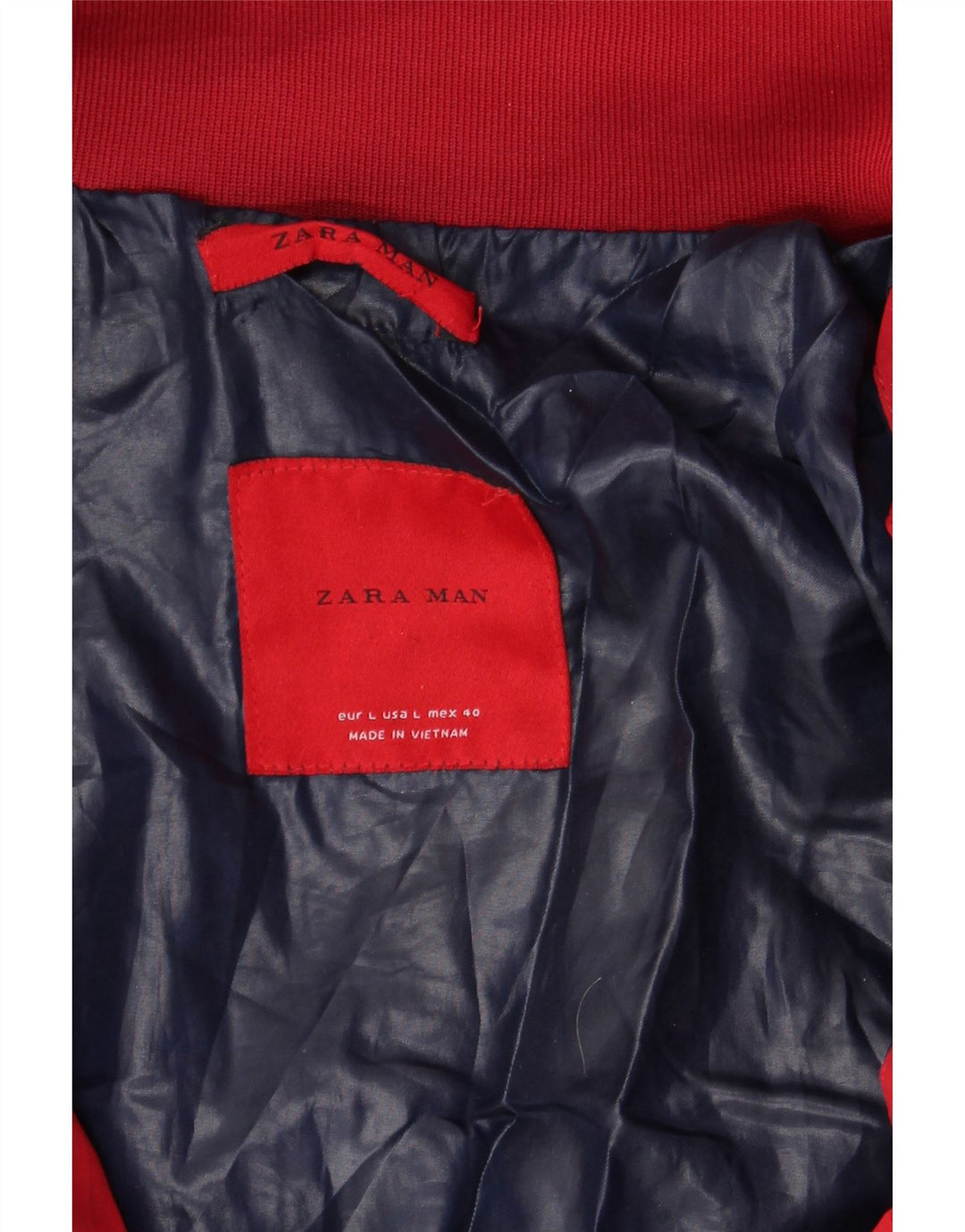 ZARA Veste matelassée homme UK 40 Large Rouge Polyester