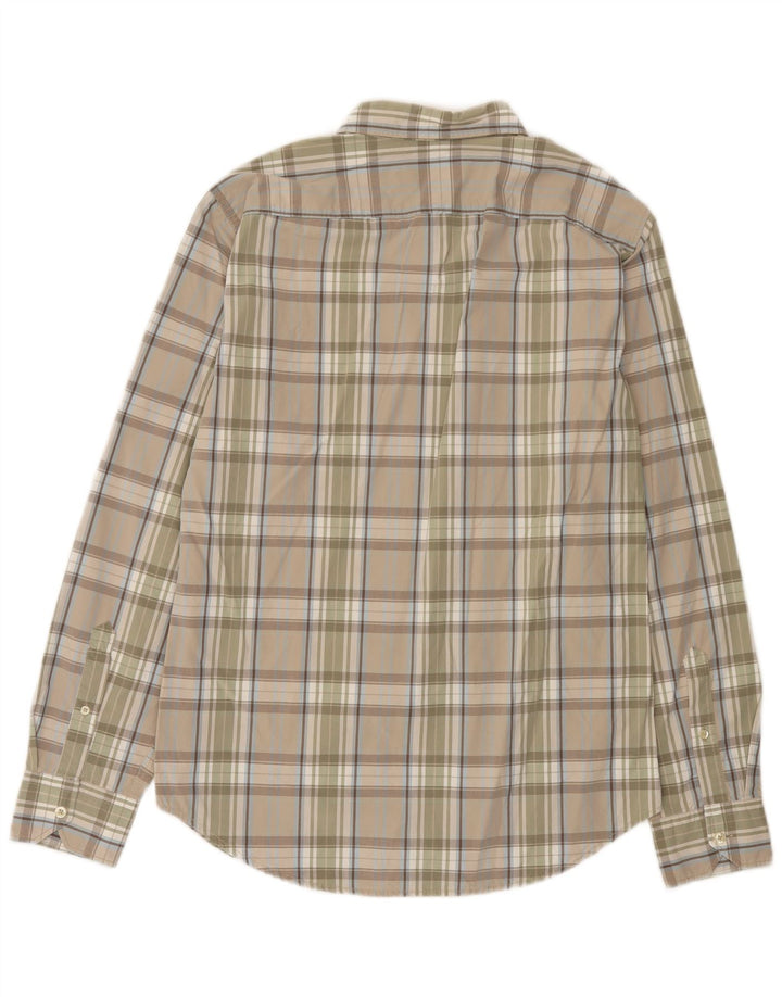 Playlife Chemise Homme Grand Carreau Beige Coton