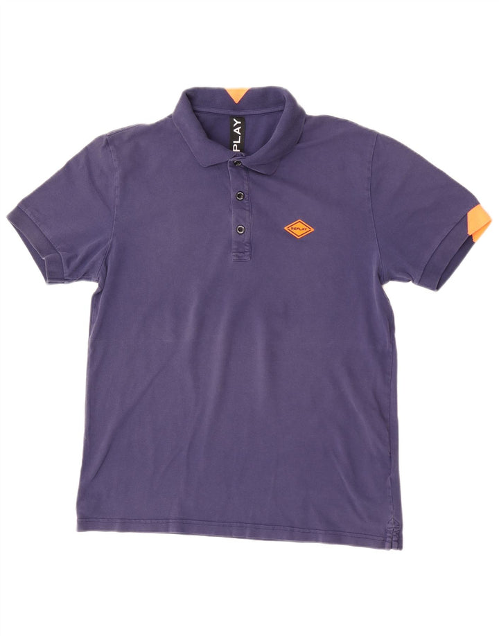 Replay Polo Homme Large Bleu Marine Coton