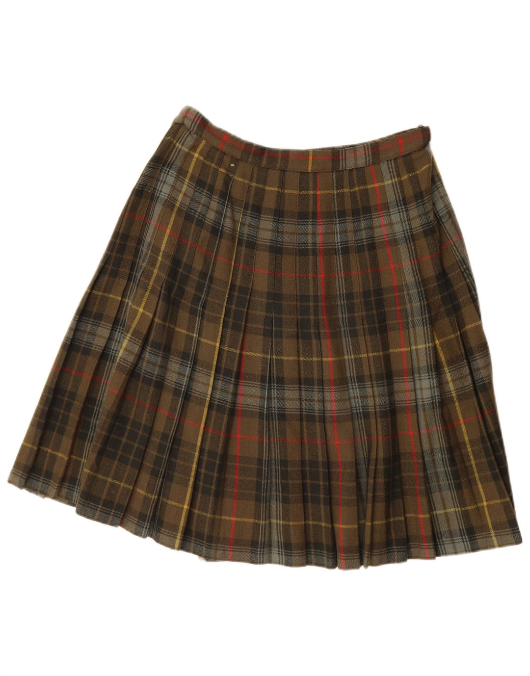 VINTAGE Jupe portefeuille femme W28 Plaid kaki moyen