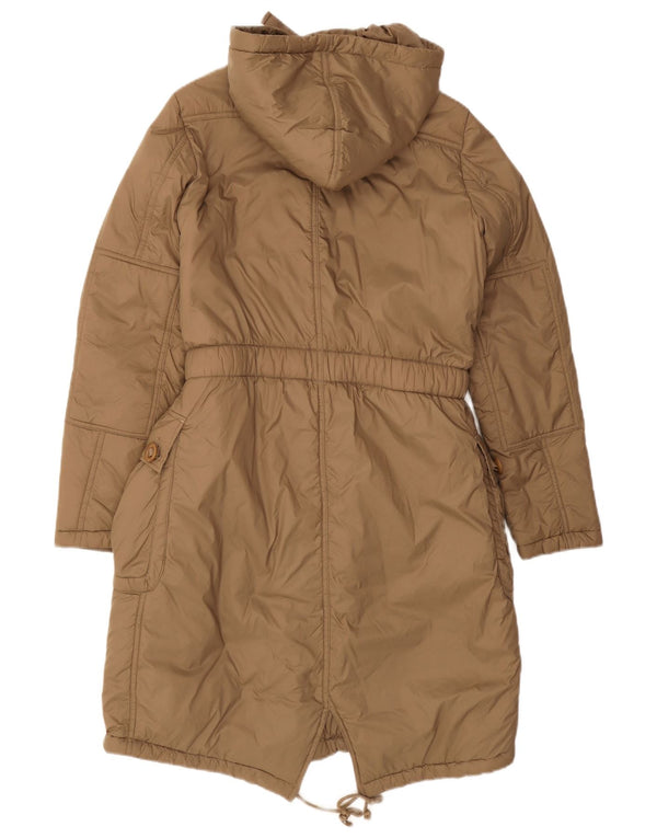 Replay Veste Parka À Capuche Oversize Femme UK 10 Petit Marron Polyamide